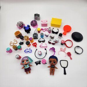 Lot of 47 Assorted LOL Surprise OMG Dolls Accessories Clothes Bottles Glasses